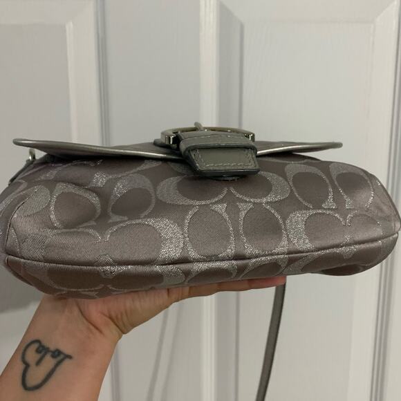 COACH Gray Silver Signature Canvas Crossbody - Picture 3 of 12